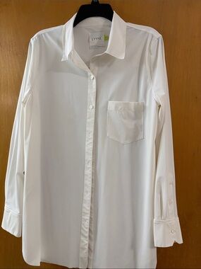 Lysse White Long-Sleeve Button-Down Shirt with Chest Pocket